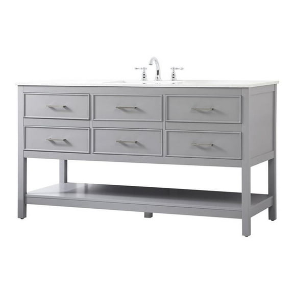 Elegant Decor Sinclaire 60" Aluminum Alloy & MDF Single Bathroom Vanity in Gray