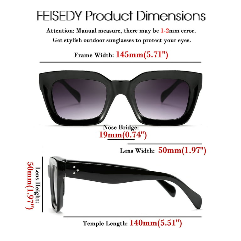 FEISEDY Classic Women Sunglasses Fashion Thick Square Sun Glasses Chunky  Frame UV400 B2471