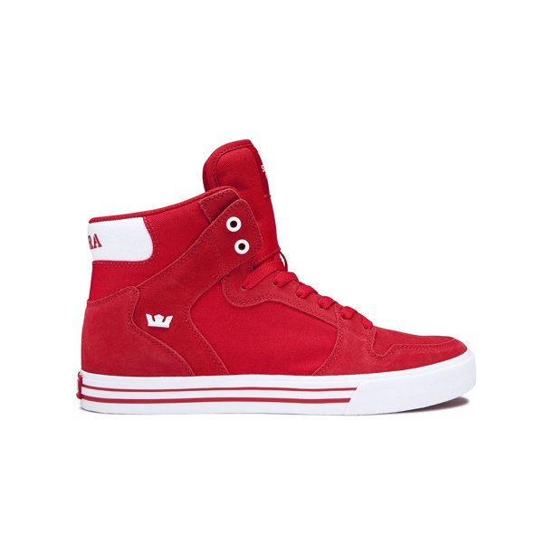 beet revolutie schrobben Supra Vaider Mens Fashion Leather Sneakers High Top Suede Canvas Skate Shoes  Red - Walmart.com