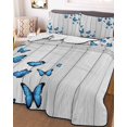 thumbnail image 3 of Quilts Full Size Bedding Set, Blue Butterfly Lightweight Quilted Comforter, Farmhouse Country Animals Wooden Grain Soft Reversible Bedspread Coverlet with Pillow Covers for All Season, 78" x 90", 3 of 7