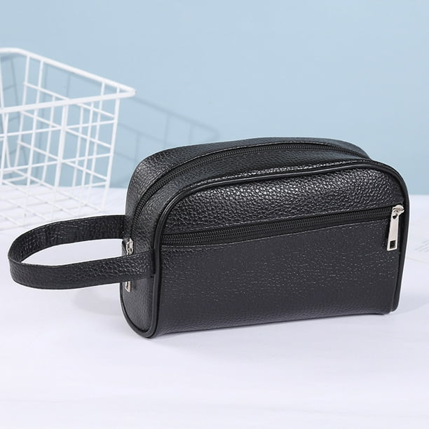 Bolso de mano de piel sintetica para hombre bolsa de mano Likrtyny masculina de cuero sintetico de Color solido bolso de mano informal de aseo