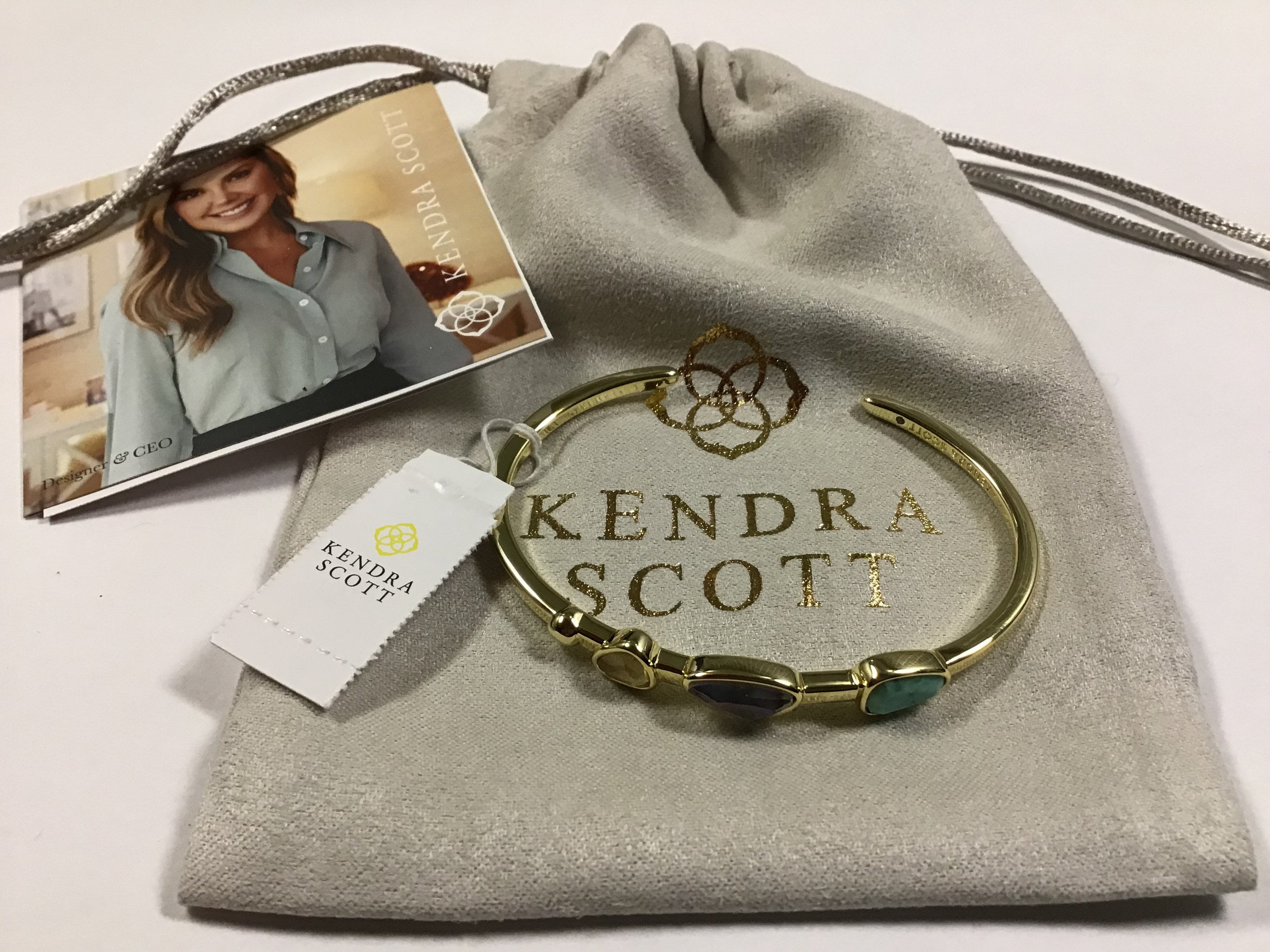 Kendra Scott Ivy Cuff Bracelet, Gold Sea Green Mix