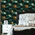 thumbnail image 6 of Boho Peel and Stick Wallpaper Sophisticated Celestial Motif Moons Stars Metallic Halo Glow 23.6in x 9.8ft Self Adhesive Removable Wall Paper Renter Friendly Wall Covering for Bedroom Nursery Cabinet, 6 of 8