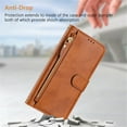 thumbnail image 6 of For Samsung Galaxy A34 5G 6.6-inch Wallet Case for Women Men Multi-Card Slots Zipper Wallet Leather Phone Case,Brown,For Galaxy A34 5G, 6 of 7