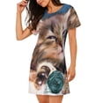 thumbnail image 2 of Balery Playful Cat Camisón de manga corta con cuello redondo para mujer, cómodo y elegante., 2 of 6