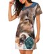 thumbnail image 2 of Easygdp Playful Cat Camisón de manga corta para mujer, informal, estampado, 2 of 6