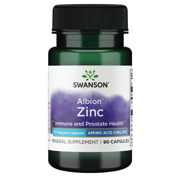 Swanson Albion Chelated Zinc Glycinate 30 Milligrams 90 Capsules