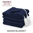 thumbnail image 3 of Sunbeam Electric Heated Bed Blanket Navy Soft Microplush 12 Heat Settings Queen 90 x 84, 3 of 12