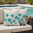 thumbnail image 4 of Turquoise Flowers Outdoor Waterproof Pillow Covers, Spring Retro Watercolor Botanical Floral Decorative Square Throw Pillowcase Sofa Cushion Sham for Patio/Couch/Chair, 20"x20" 2 Pack, 4 of 8