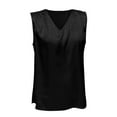 thumbnail image 5 of Pxiakgy tank top for women womens tank tops Women's Summer Solid Color Ding Satin V Neck Sleeveless Bottom Tank Top Black + XL, 5 of 8