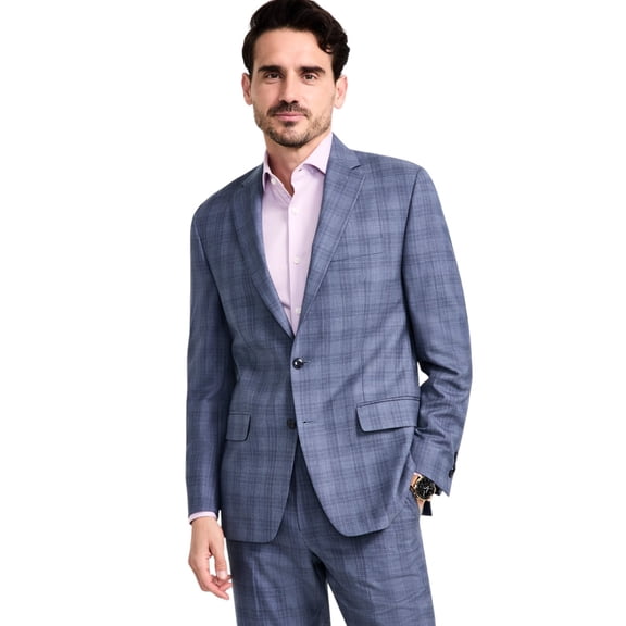 Michael Kors Mens Classic fit Wool Suit Jacket Blazer 50 R Mid Blue Plaid