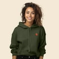 thumbnail image 3 of Dalix Strawberry Embroidered Fleece Cropped Hoodie Cold Fall Winter Women in Military Green 2XL XX-Large, 3 of 5