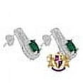 thumbnail image 5 of Emerald Green Real Sterling Silver 10K White Gold Over Pendent Charm Chain Neckless Earrings Ring 3 Piece Combo Set, 5 of 7