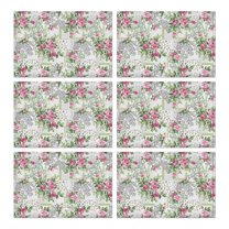 Pioneer Flower Floral Print Pattern Summer Placemats Table Placemats Set Of 6-Linen Kitchen Washable Placemats Table Mats 12x18 Inch Non-Slip Heat Resistant