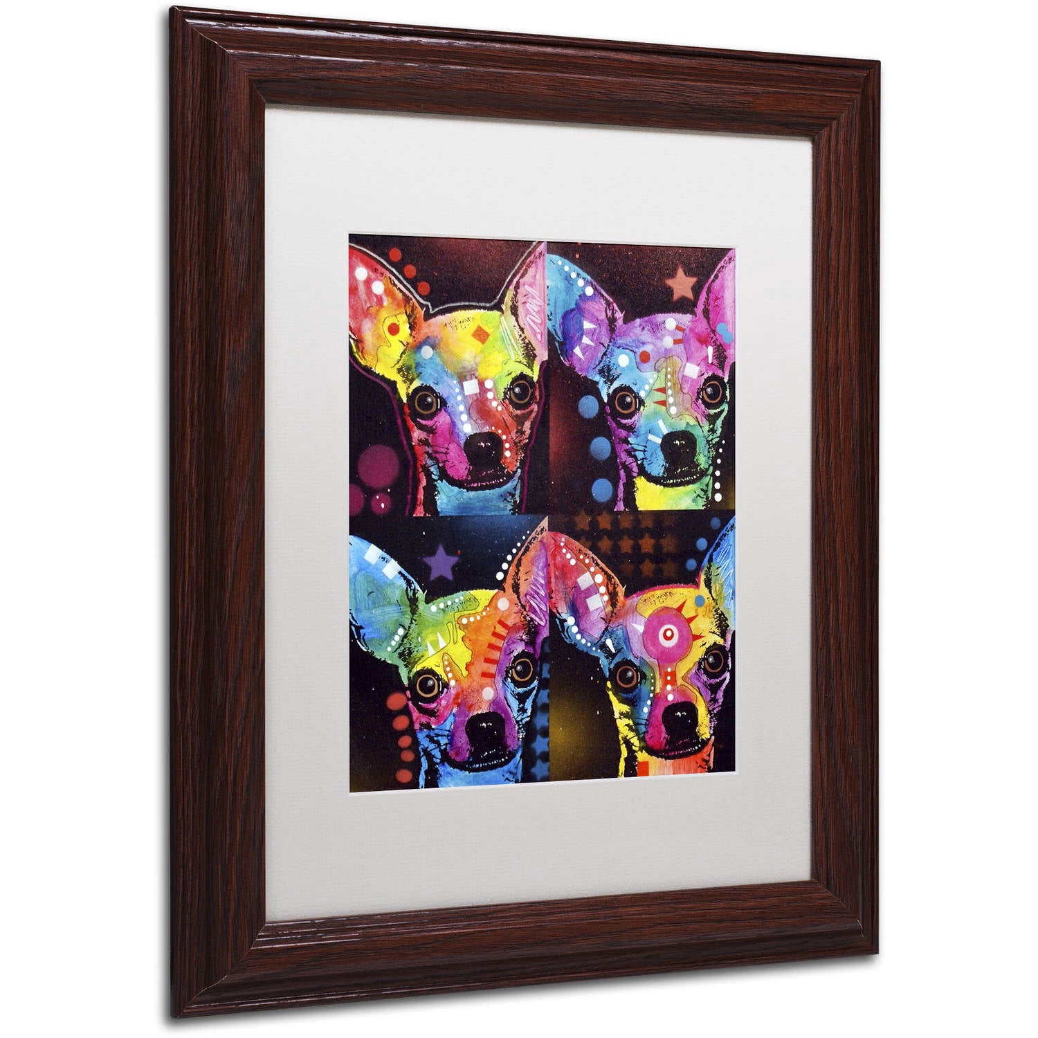 Trademark Fine Art "Chihuahua 4x" Canvas Art by Dean Russo, White Matte, Wood Frame