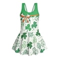 thumbnail image 4 of Uourmeti Girls' One Piece Skirted Swimsuit | Patterned Shamrock Print | Quick Dry Stretch Swim Dress for Beach & Pool Vacations, 4 of 8