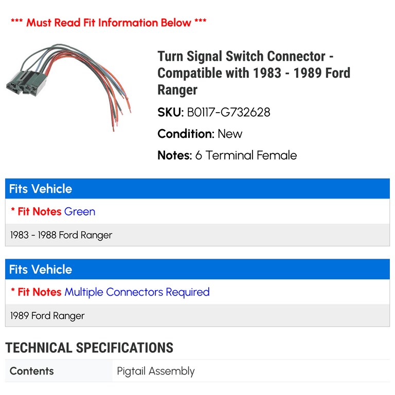 Turn Signal Switch Connector - Compatible with 1983 - 1989