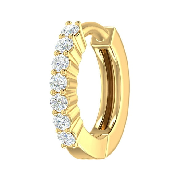 1/10 Carat 7-Stone Diamond Nose Pin Hoop in 10K Yellow Gold
