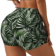 thumbnail image 2 of Wukai Tropical Palm Leaves1 Print Pack Biker Shorts for Women Yoga Workout Gym Running Scrunch Active Shorts-XX-Large, 2 of 8