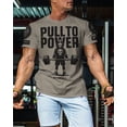 thumbnail image 3 of Gymish PULL TO POWER Workout T-Shirt – Funny Gym Shirt for Men, Lifting T-Shirt for Deadlift, Warm Grey with Sleeve Logo, Small, 3 of 6