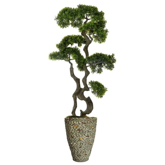 Vintage Home Artificial Faux Real Touch 59" Tall Bonsai Tree And Fiberstone Planter