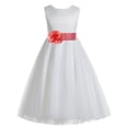 thumbnail image 2 of Ekidsbridal Girl Wedding Flower Girl Dress - V-Back Ivory Tulle with Tiebow, 2 of 5