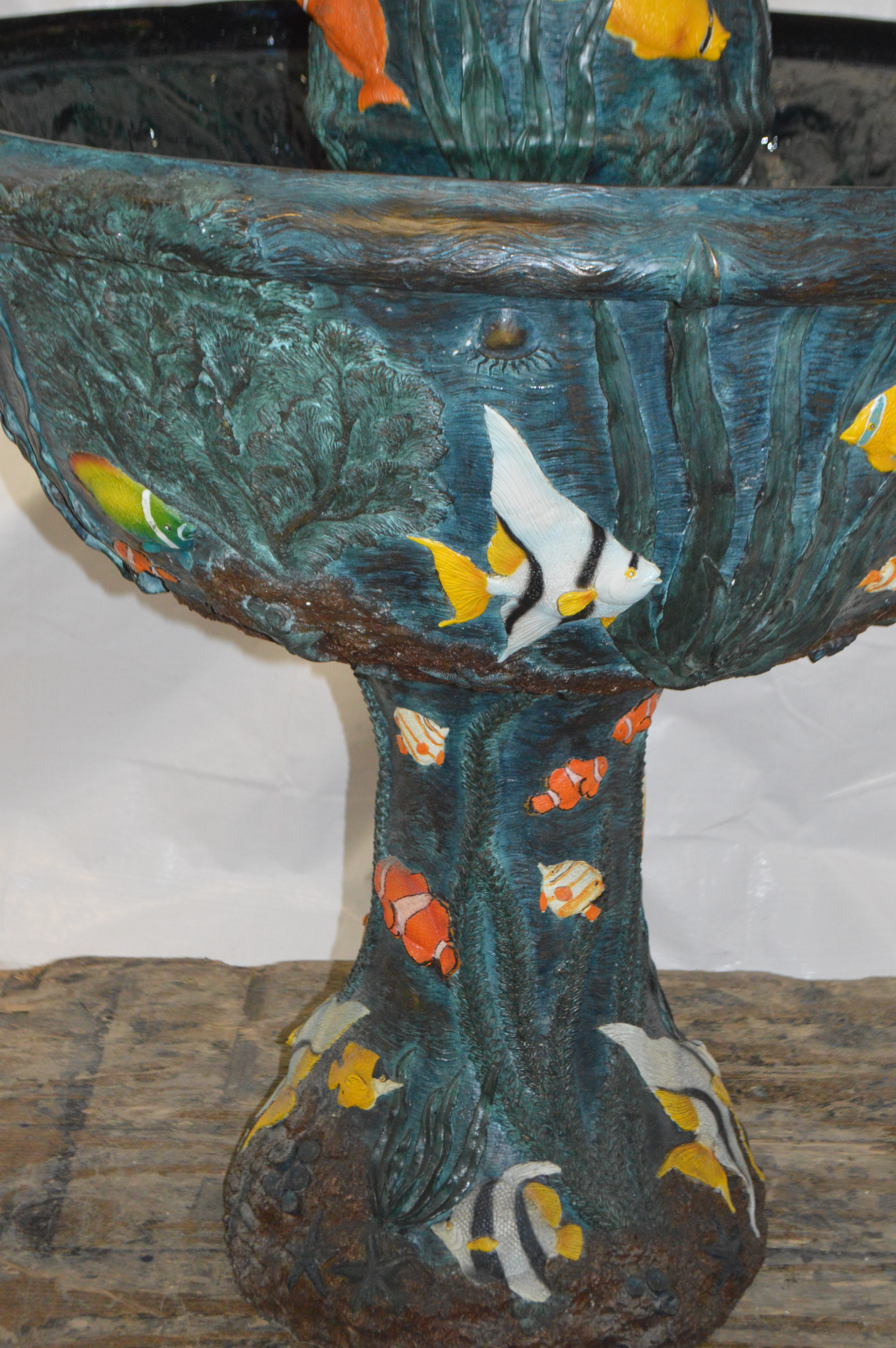 Nifao Three Tier Shell Bowl – Outdoor Bronze Fountain, Garden Water Feature, 43"L x 43"W x 63"H