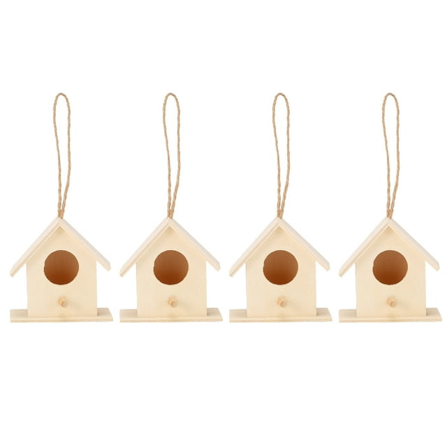 4 nidos de madera para pájaros, casa colgante para pájaros, caja de cría, jaula para pájaros para decoración de jardín DIY