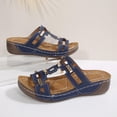thumbnail image 5 of Rvasteizo Womens Thick Sole Peep Toe Wedge Shoes Solid Summer Casual Pull-On, 5 of 5
