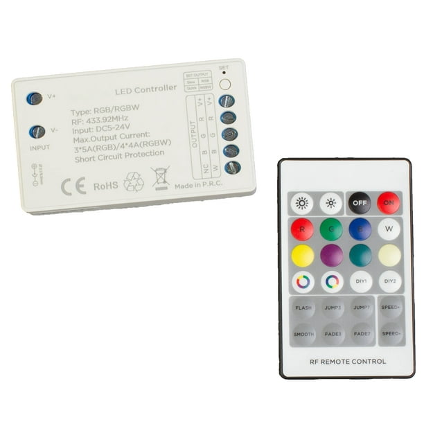 RGB LED LIGHT CONTROLLER, RGBW with remote control channels x 4A Total 16 for RGB and RGBW LED Light Strips and modules compatible with 5v 12v 24v power Supply LED