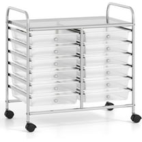 LYYHTY12-Drawer Rolling Storage Cart, Multifunctional Art Craft Organizer Cart, Mobile Utility Storage Cart with Removable Drawers & Lockable Wheels, Craft Cart for Home Office School, Clear