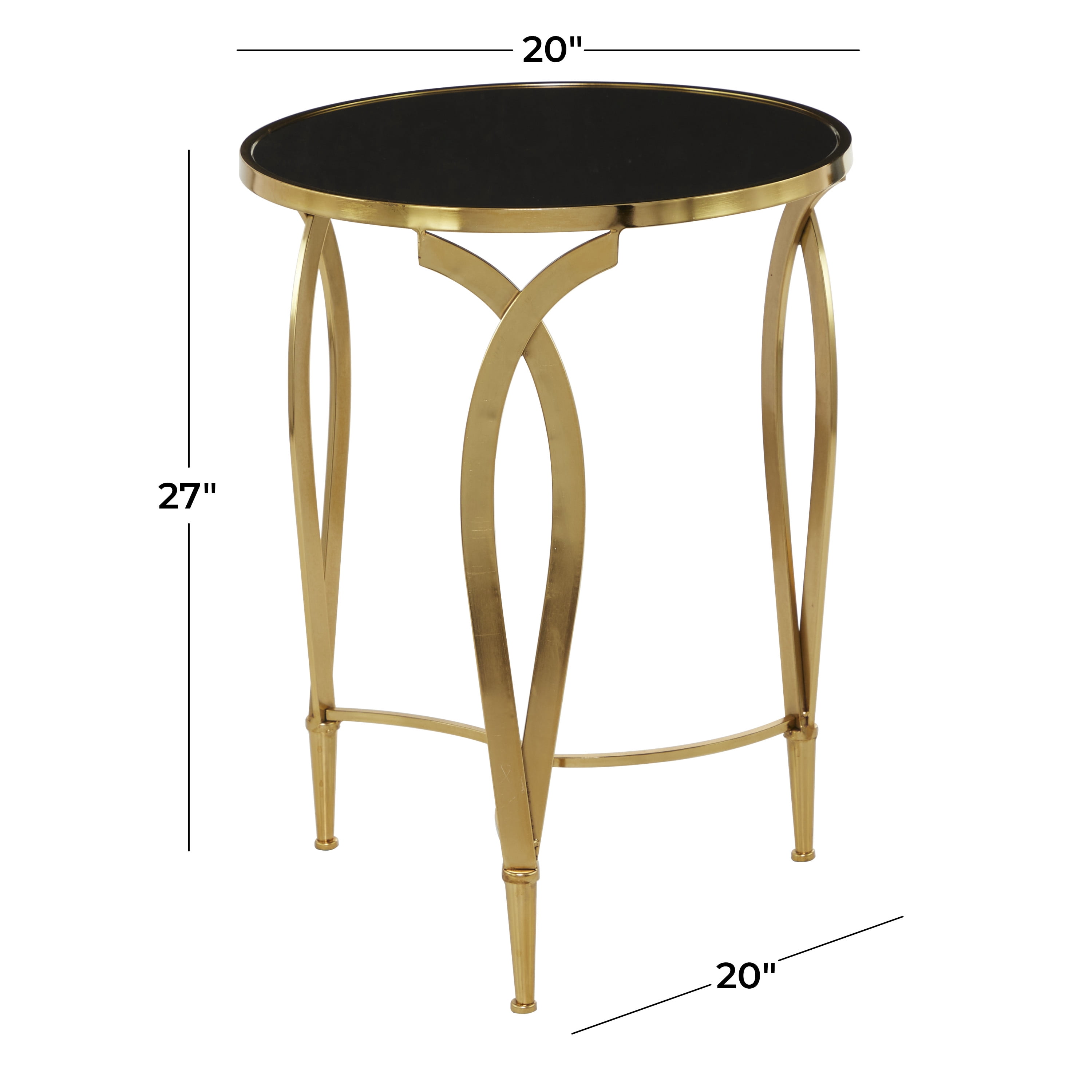 DecMode 20" x 27" Black Metal Accent Table with Black Top, 1-Piece