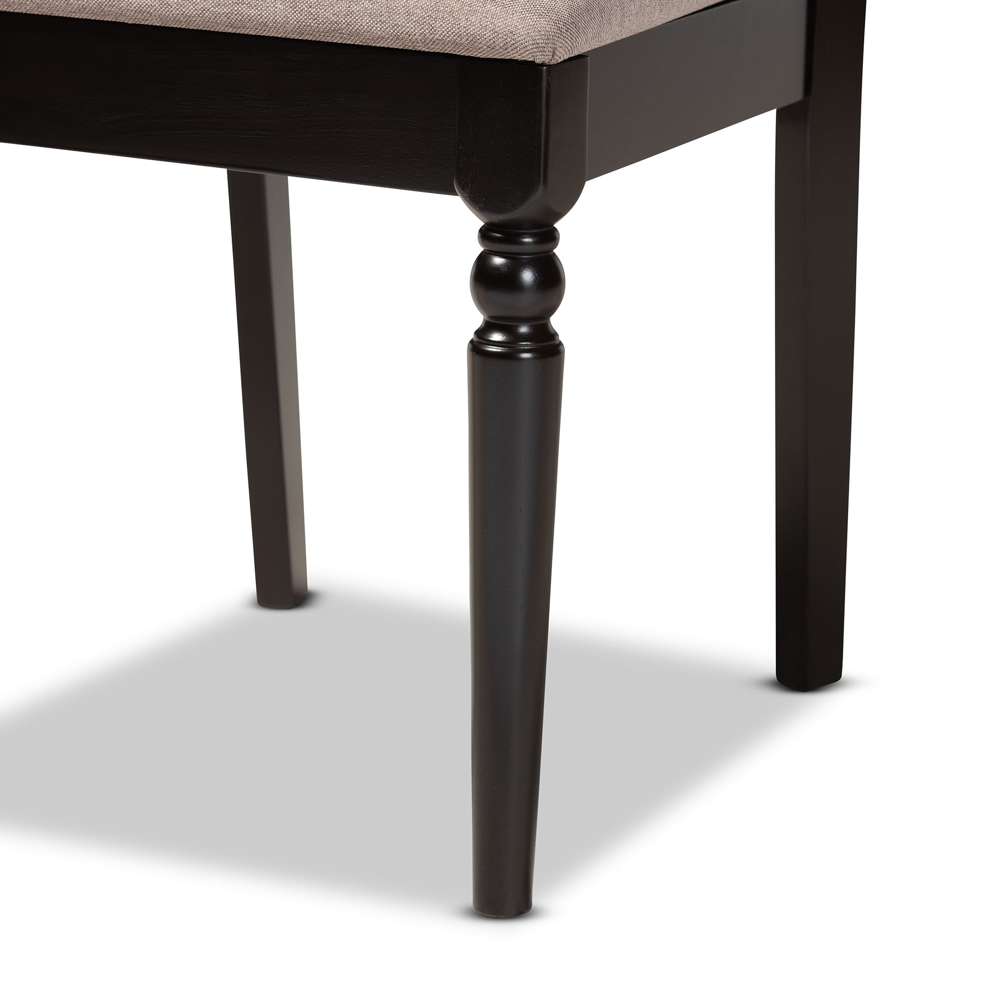 Baxton Studio Renaud Modern and Contemporary Sand Fabric Upholstered and Dark Brown Finished Wood 7-Piece Dining Set