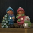 thumbnail image 4 of Lighted Ceramic Christmas Figurine Cute Light Up Boy Girl Tree Snowman Statue for Holiday Winter Indoor Mantel Tabletop Fireplace Decor, 4 of 7