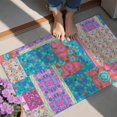 thumbnail image 3 of Bohemian Floral Patchwork Non-Slip Entryway Door Mat,Boho Indoor Decor Durable Low Plush Door Mat,Washable Welcome Rug for Patio Hallway Home Decor 20x32 Inches, 3 of 4