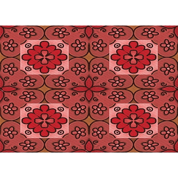 Ahgly Company Indoor Rectangle Patterned Grapefruit Red Area Rugs, 2' x 4'