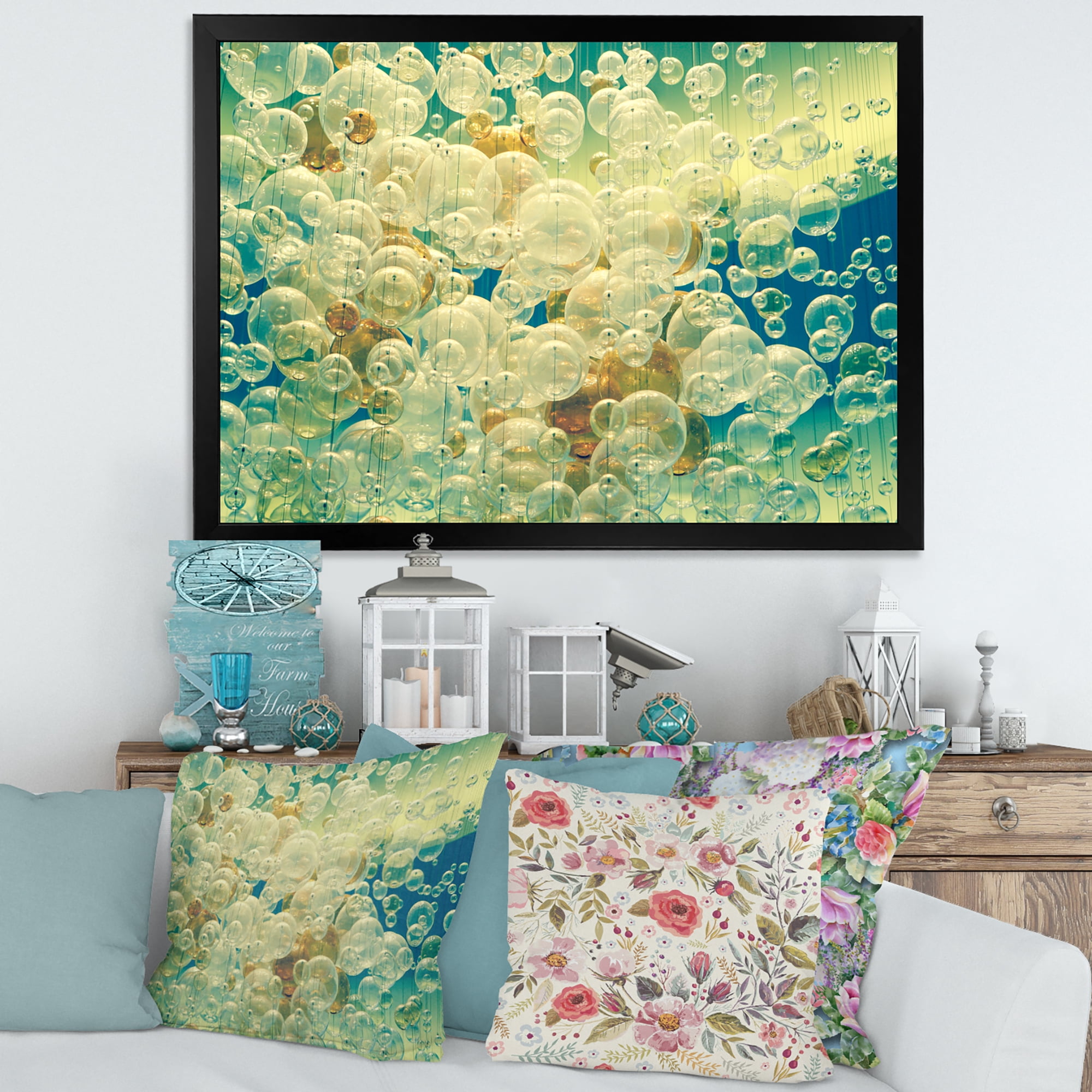 Designart 'Chandelier In The Form of Balls Abstract Art I' Modern Framed Art Print