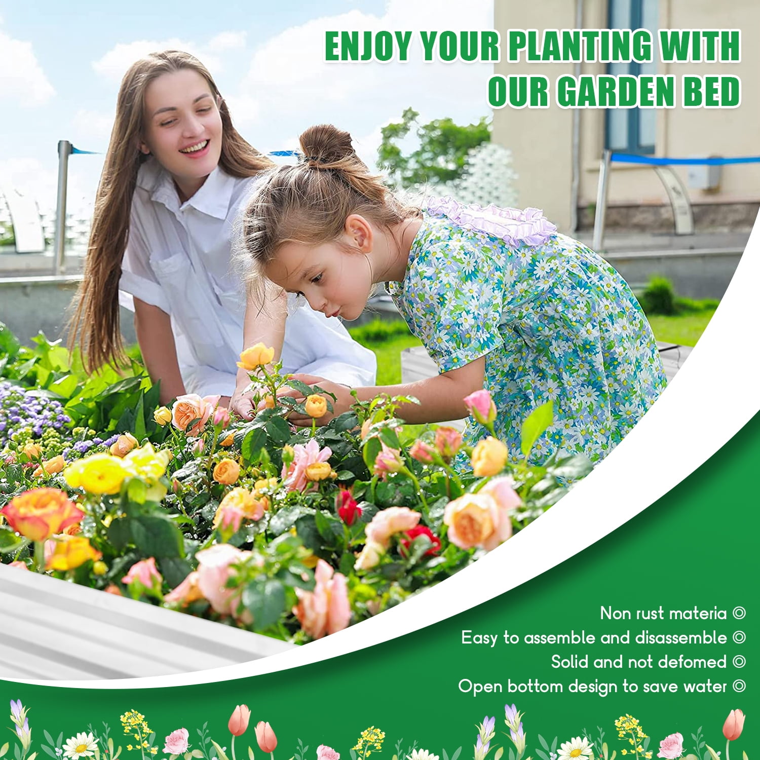 Galvanized Garden Bed, Outdoor Elevated Raised Garden Bed 6x3x1ft Vegetables Flowers and Herbs Raised Planter with Galvanized Steel, Raised Bed Kit with Metal Pole Reinforcement, Silver