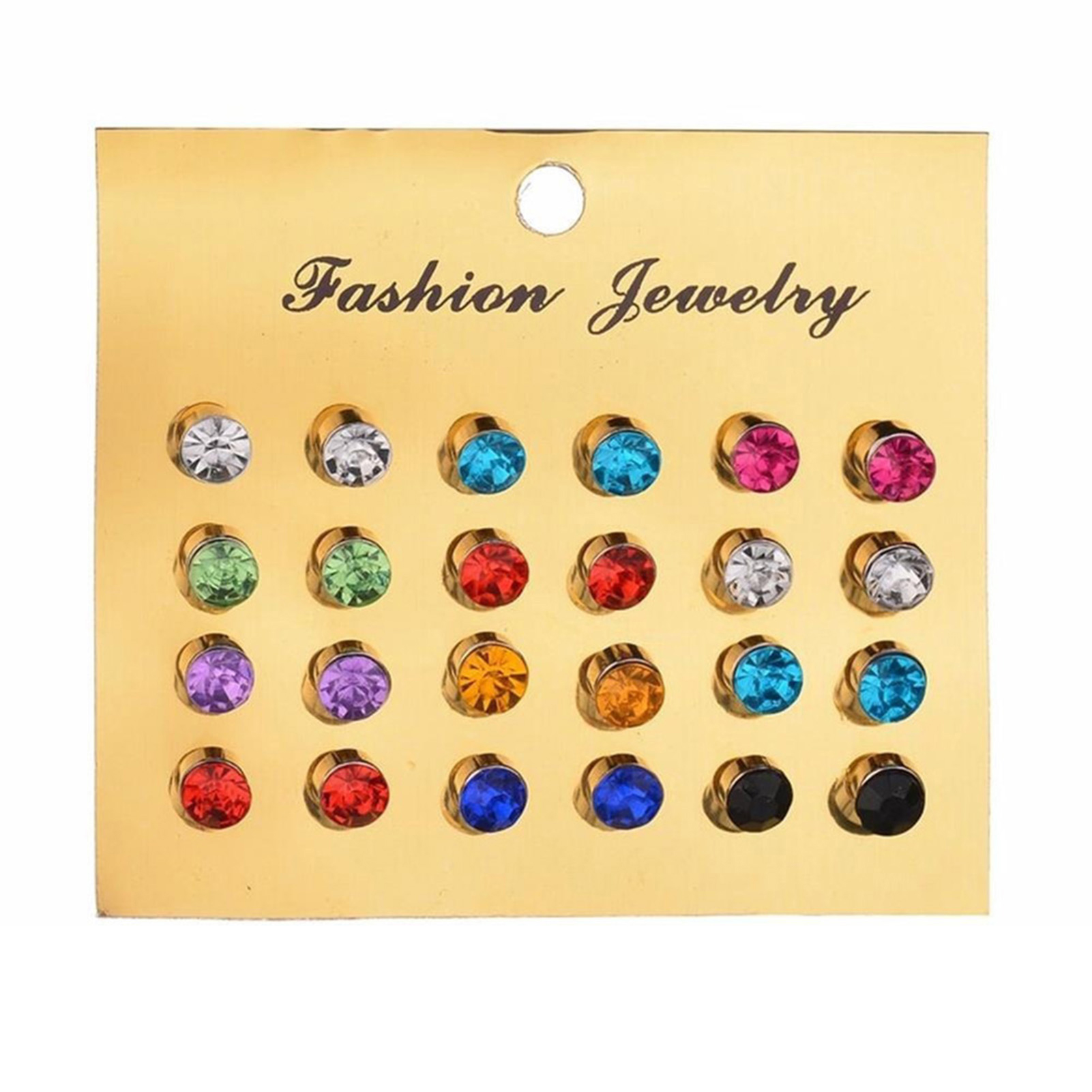 Naierhg 12Pcs/Set Earrings Nickel-free with Rhinestone Alloy Women Earring Jewelry for Birthday - image 2 of 7