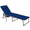 thumbnail image 2 of Yardi Yarda Folding Outdoor Chaise Lounge Chair Tanning Chair with 5-Level Adjustable Back, Side Table, Pillow, Pocket, Dark Blue, 2 of 11