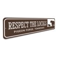 thumbnail image 3 of Respect the Locals Pigeon Forge Bear Aluminum Metal Decor Sign - 4x18 inches, 3 of 4