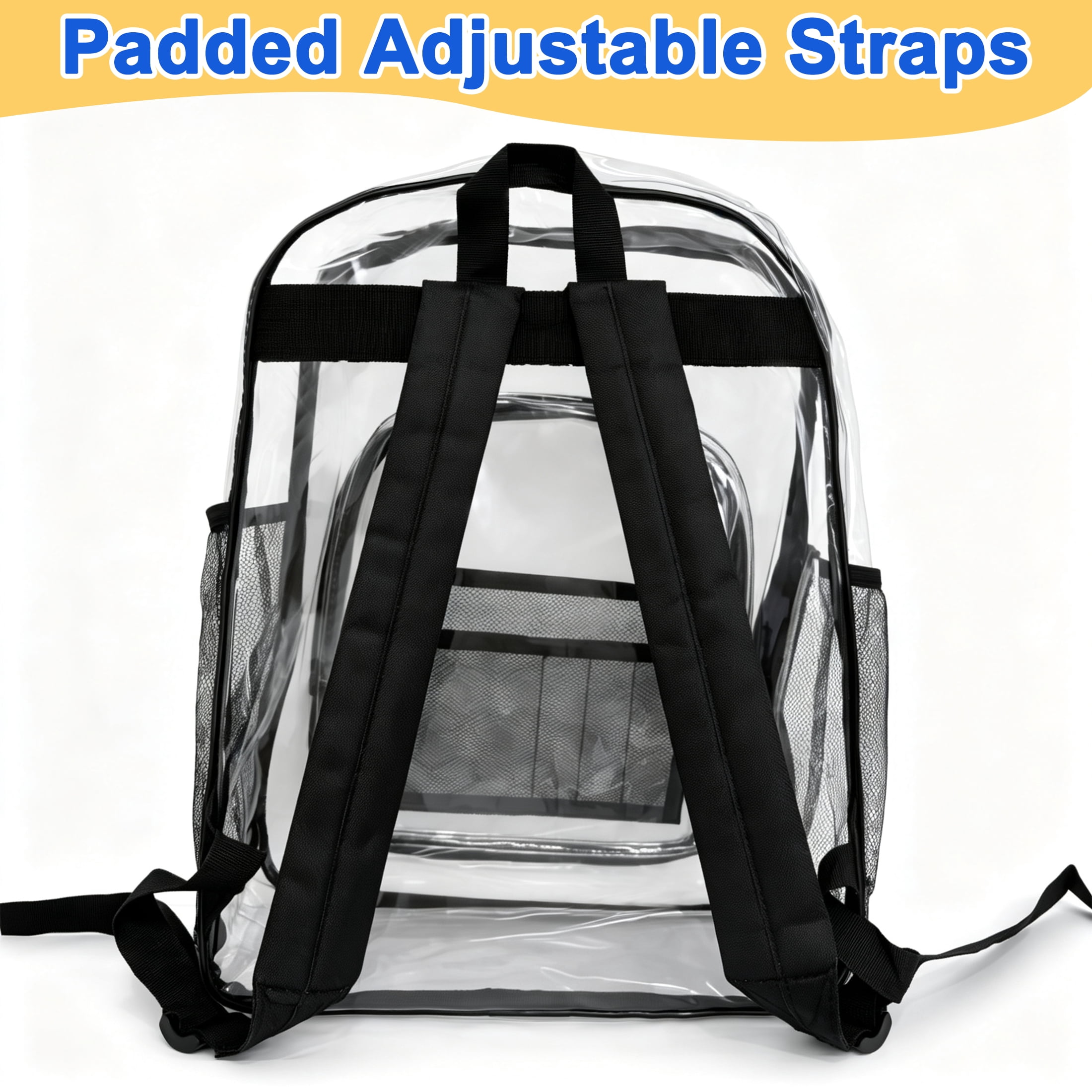 GARITIN Clear PVC Backpack, Heavy Duty Transparent See Through Bag for School Work Travel Security