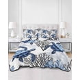 thumbnail image 2 of Twin Quilt Bedding Set, Coastal Sea Turtles Reversible Summer Quilt 3 Pieces, Blue Summer Coral Ocean Beach Lightweight Bedspreads Coverlets with 2 Pillow Shams for All Seasons, 2 of 5