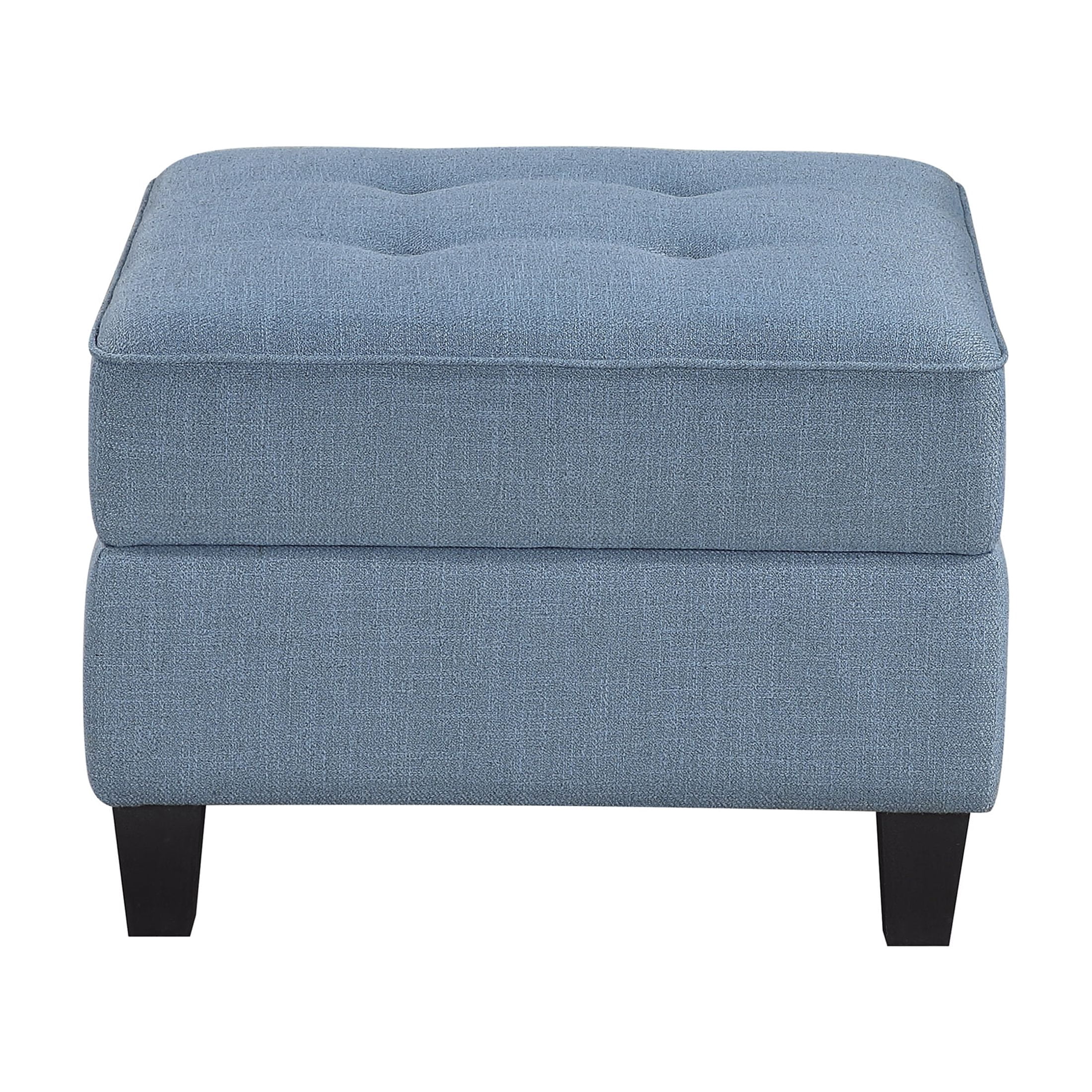 OakvillePark Silvercross Textured Fabric Button Tufted Ottoman with Storage, Blue