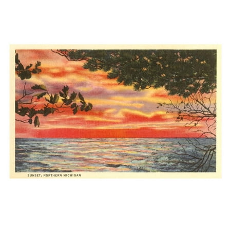 Sunset on Lake, Northern Michigan Print Wall Art