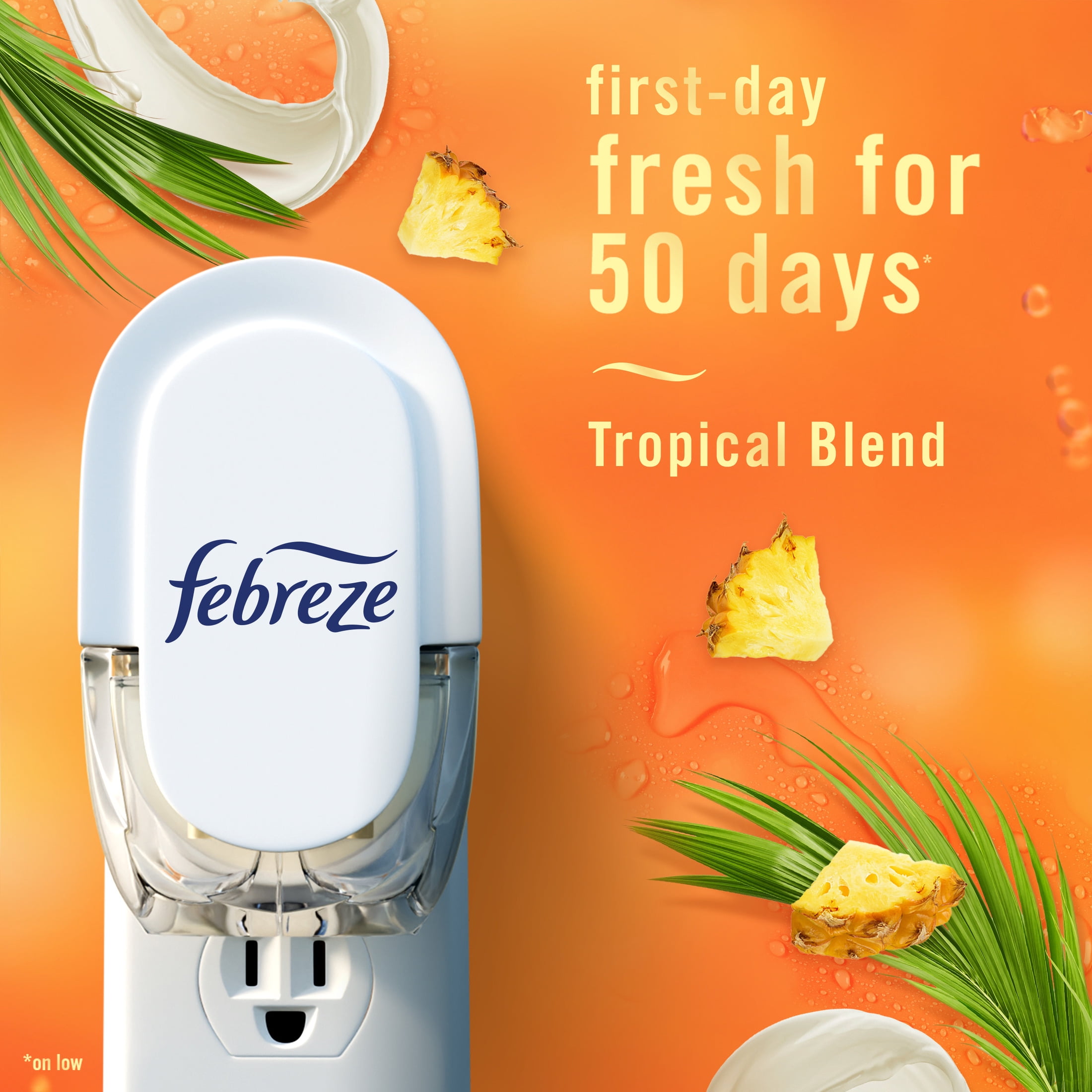 (6 pack) Febreze Plug In Air Freshener, Odor-Fighting Scented Oil Refill, Tropical Blend Scent, 2 Refill