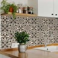 thumbnail image 3 of Mi Alma Removable Vinyl Floral Black Brown Backsplash Tile Stickers, 24pcs, 3 of 11