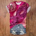 thumbnail image 2 of PMUYBHF T-Shirt Décontracté Mode Femme Col Rond Manches Courtes Imprimé Couleur 9931 L, 2 of 4