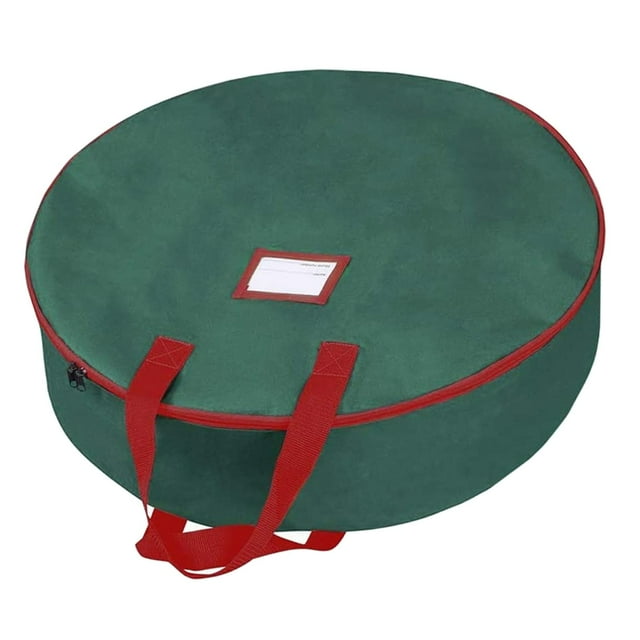 yuksok Serenable Christmas Wreath Storage Bag 30" Durable Material Card Slot Artificial green
