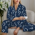 thumbnail image 6 of Fotbe Question Marks Pattern Long Sleeve Pajama Set for Women,Sleepwear Set,2-piece Loungewear Set,Soft PJs Comfy Nightwear with Pockets -, 6 of 7